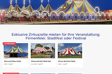 TYPO3-Seite eines Hamburger Zirkuszelt-Verleihers TYPO3-Seite eines Hamburger Zirkuszelt-Verleihers